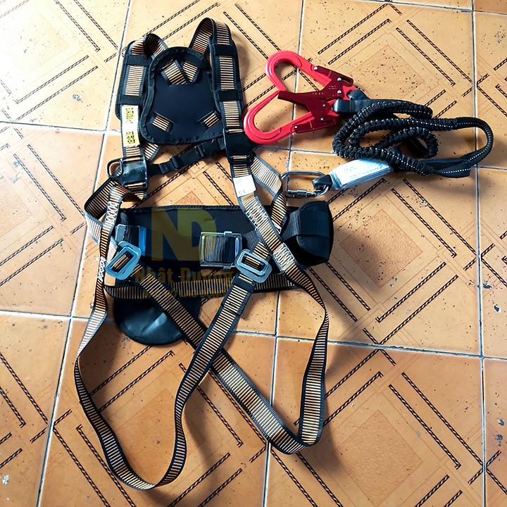 Dây đai an toàn lao động toàn thân 2 móc đệm eo HPBEN33G dây đàn hồi chống tĩnh điện - Nsafe