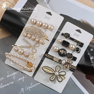 Kẹp tóc đính đá, kẹp tóc đẹp dễ thương sét 6 cặp tóc phong cách ulzzang Hàn Quốc cho bạn gái - Chi Ha Accessories
