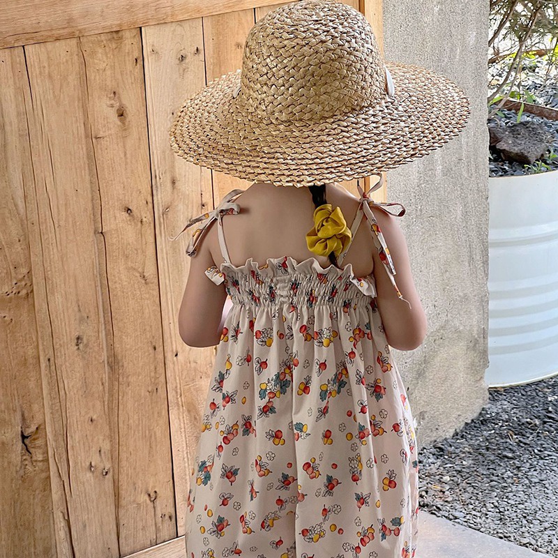 Bộ Áo Liền Quần Hai Dây Ống Rộng Thời Trang Mùa Hè Cho Bé Gái