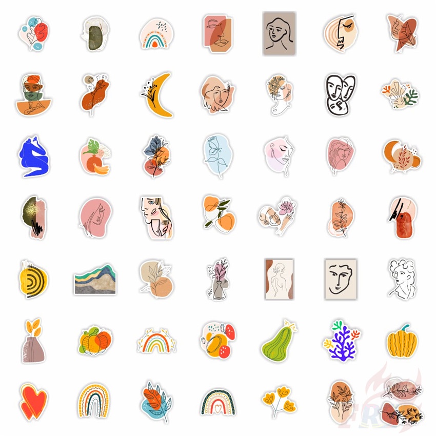 100Pcs/Set ❉ Nordic Abstract Art Series A Stickers ❉ Figure Painting &amp; Positive Healing DIY Fashion Mixed Luggage Laptop Skateboard Doodle Decals Stickers