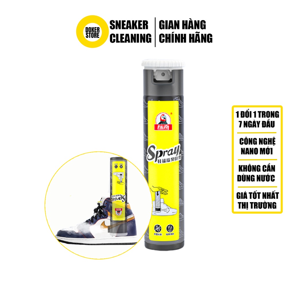 Xịt khử mùi giày dép công nghệ nano Deodorant Spray dạng úp ngược tiện dụng