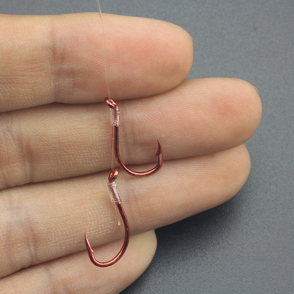 Set 50 lưỡi câu cá SNELLED Hooks sợi nylon dài 75cm# Cần câu cá biển Lake