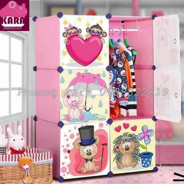 TỦ LẮP GHÉP 6 Ô DÀNH CHO NGƯỜI LỚN DÙNG TẶNG KÈM TREO ĐỒ