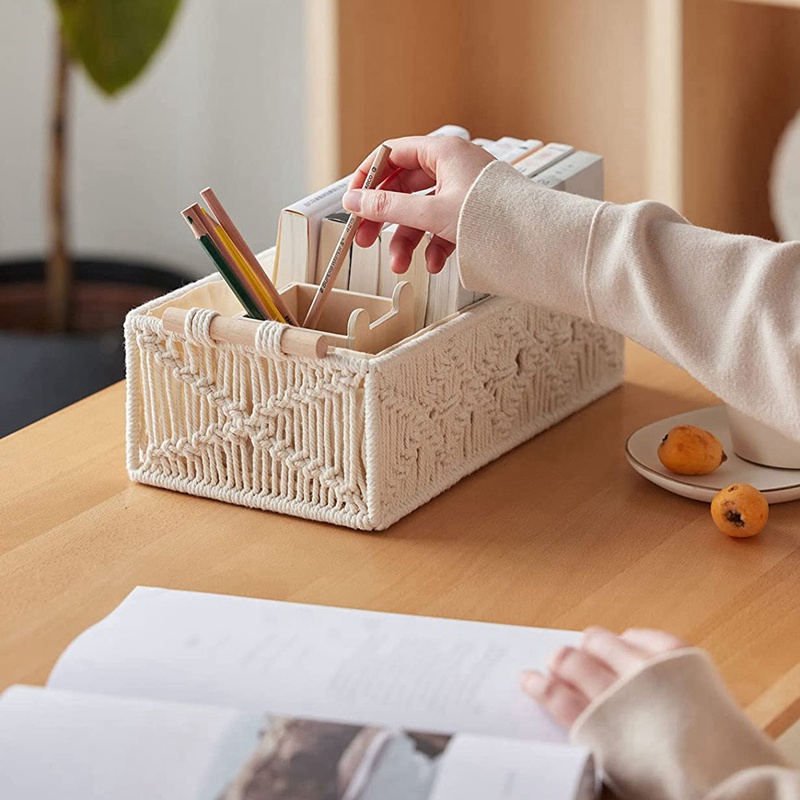Giỏ Macrame Đan Tay Phong Cách Boho Độc Đáo Trang Trí Nhà Cửa