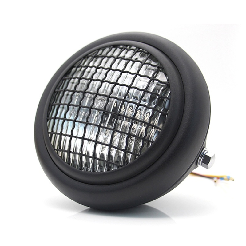 Chụp Đèn Pha LED Hình Tròn Phối Lưới Phong Cách Retro Hiện Đại Dành Cho Xe Mô Tô