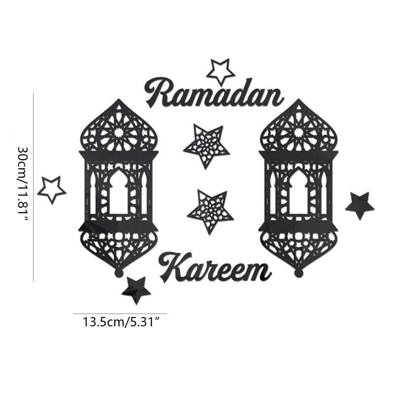 Miếng Dán Tường / Cửa Sổ Họa Tiết Đèn Lồng Hồi Giáo Eid Mubarak Ramadan Kareem