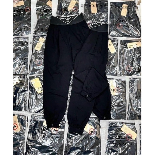 quần baggy bom cạp cao 10 phân xếp 2 ly gấu bo cực tôn dáng