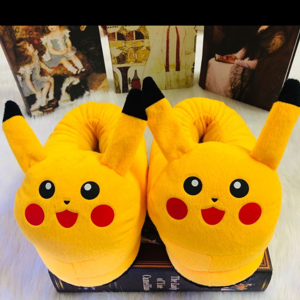 Dép bông thiết kế độc đáo hình Pikachu mang trong nhà  mùa đông ấm áp fullsize từ 25-44 dành cho nam nữ VyVy