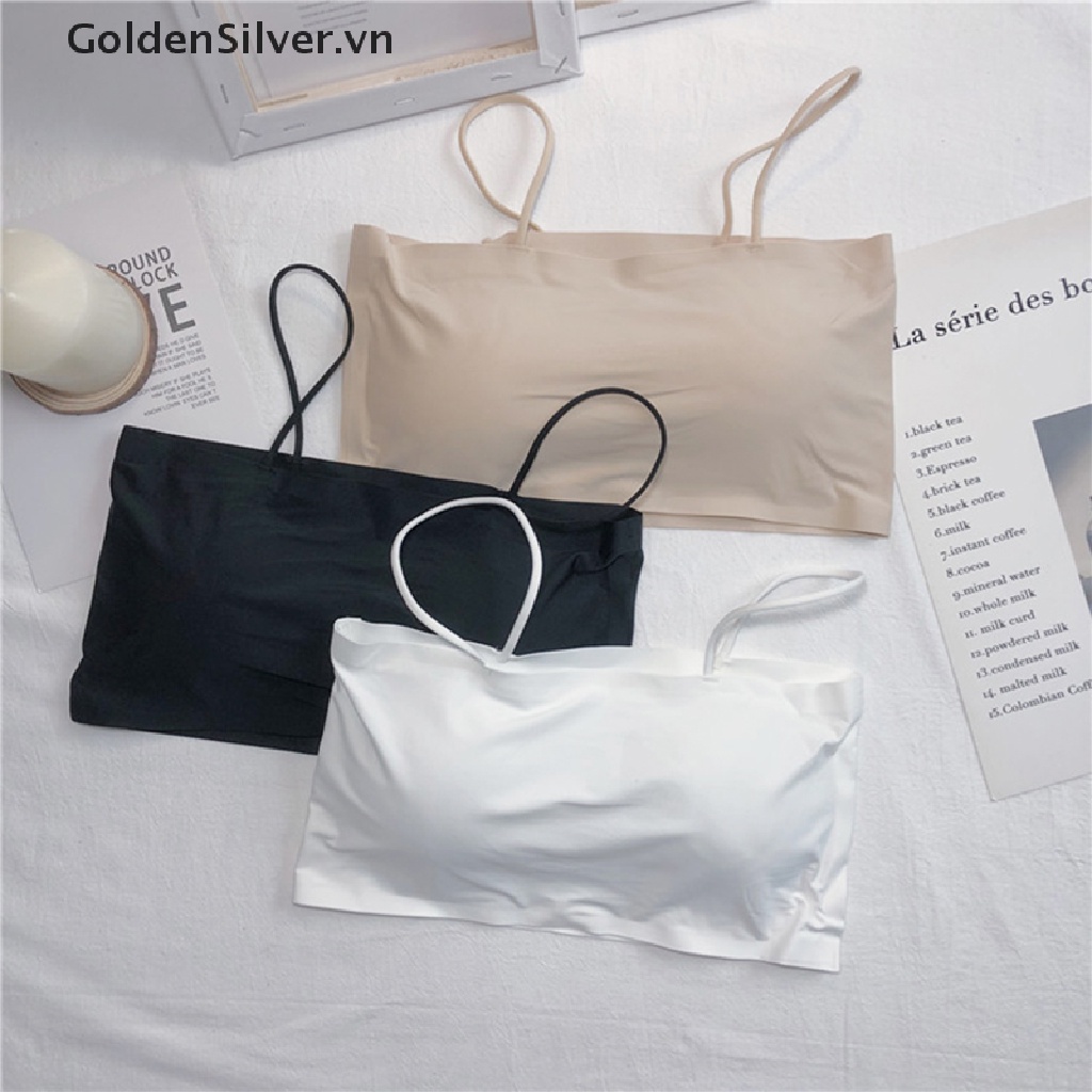 [Goldsilver] Áo Ngực Ống Bằng Lụa Lạnh Có Đệm Lót Có Thể Tháo Rời Không Đường May Cho Nữ