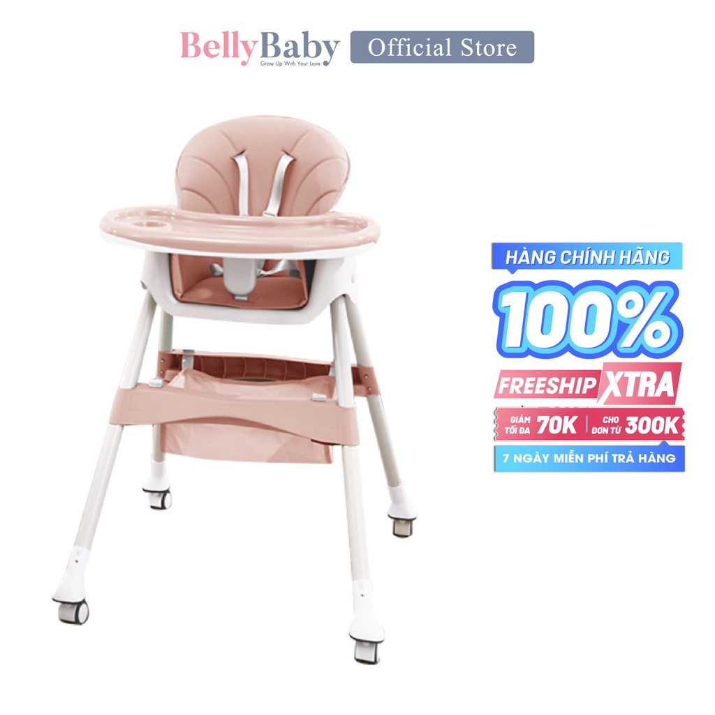 Ghế Ăn Dặm BellyBaby Full Đệm, Chân, Đai An Toàn Bảo Hành 12T