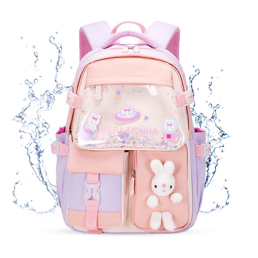 Balo Tiểu Học Bé Gái Hàng Cao Cấp_Ba Lô Đi Học Siêu Nhẹ Chống Thấm Nước Cho Bé Lớp 1-6