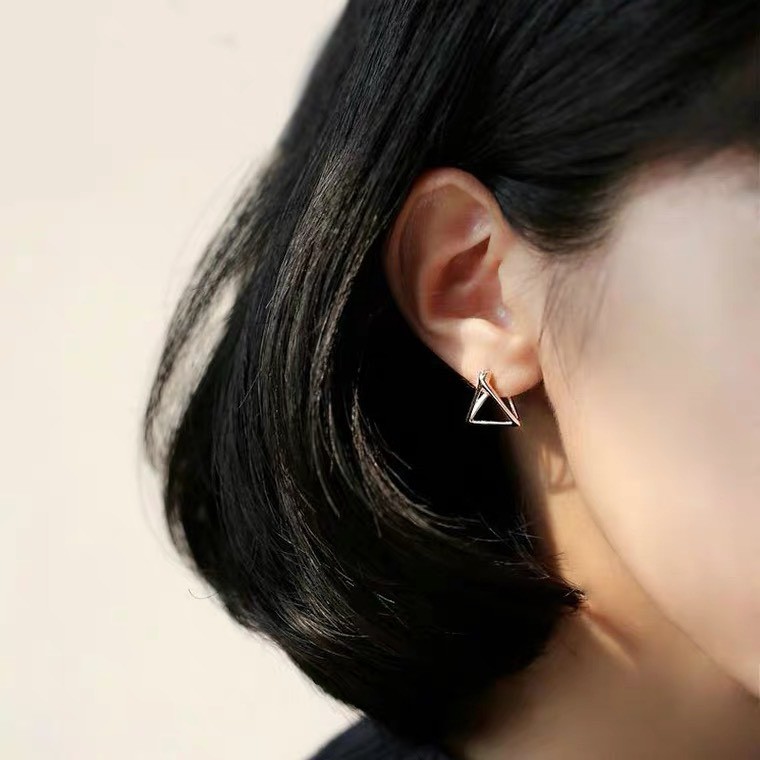 Khuyên tai bạc nữ TLEE tam giác khối cá tính TleeJewelry B0280