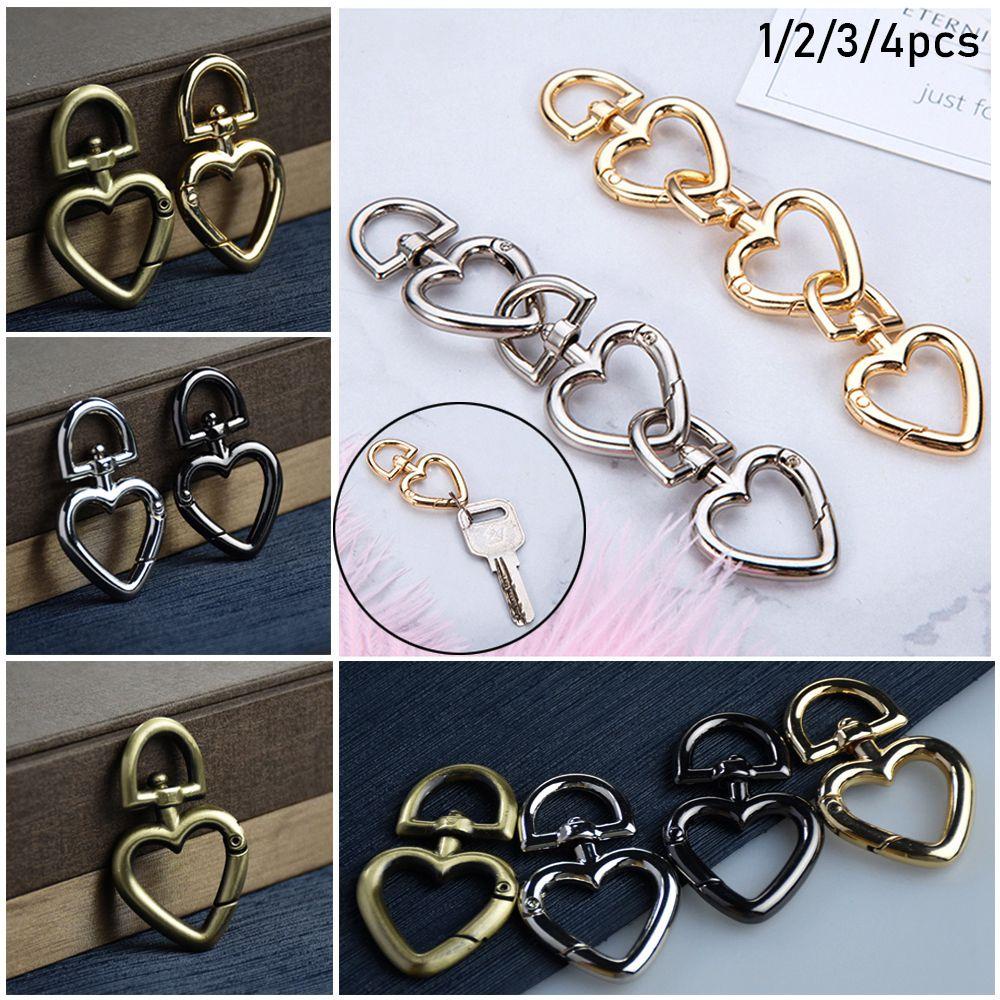 NIUYOU Set 1 / 2 / 3 / 4 Móc Khóa Túi Xách Bằng Hợp Kim Kẽm Màu Đen / Vàng / Bạc / Đồng Hình Trái Tim