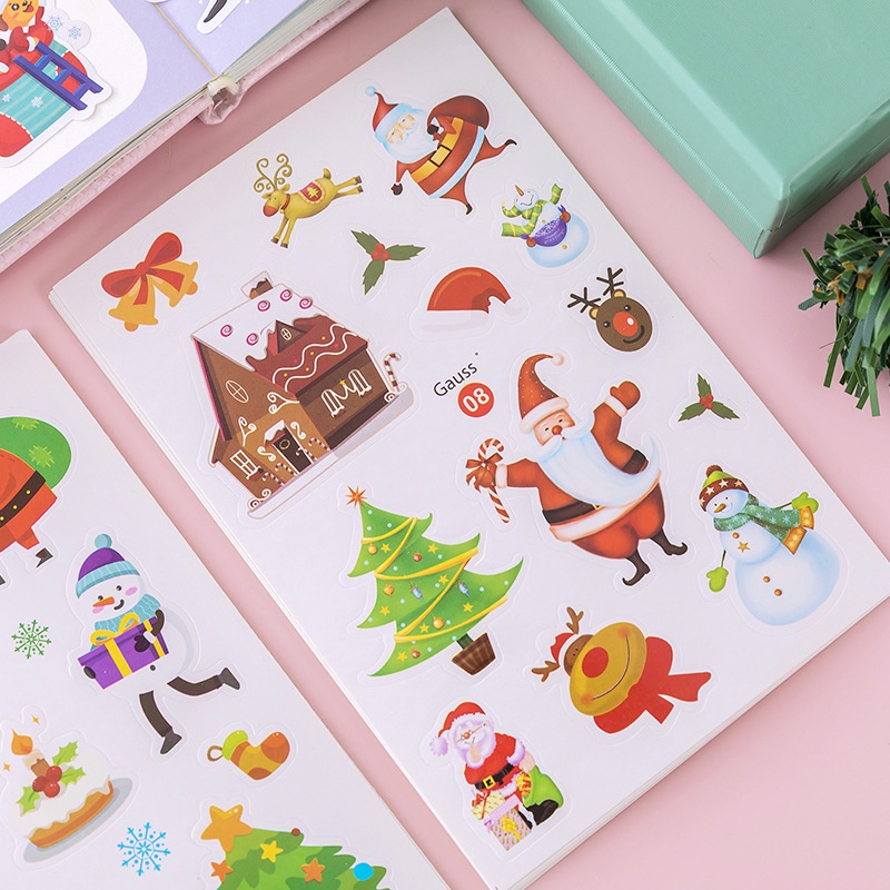Set 10 tờ Sticker dán Noel cute dễ thương cho bé NATO STK03