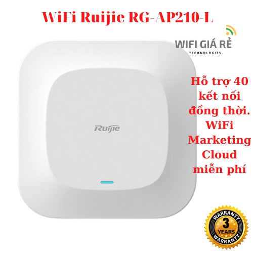 Thiết bị phát sóng WiFi Ruijie RG-AP210-L, tốc độ 2.483GHz, Full box, mới 100%, bảo hành 03 năm- Hàng chính hãng