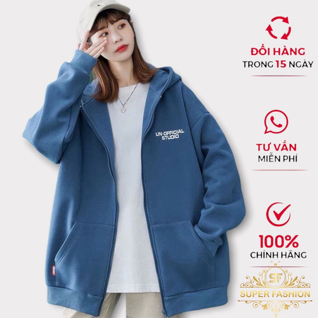 Áo khoác nữ hoodie nỉ ngoại form chuẩn có mũ khoá kéo thoáng mát thanh lịch hiện đại[SUPER FASHION]