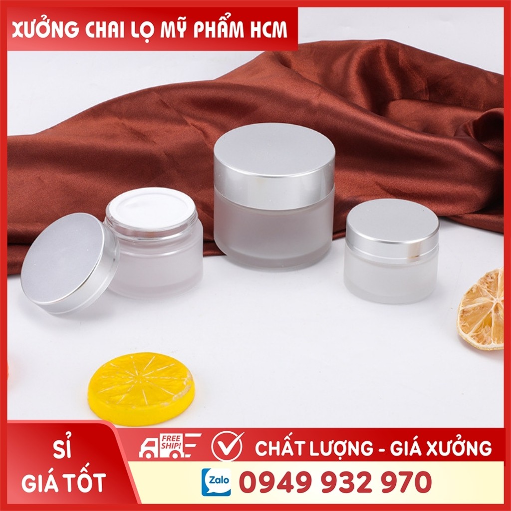 Hủ Chiết Mỹ Phẩm Thủy Tinh Nắp Bạc 15g - Hũ Thủy Tinh Mờ - Hũ Đựng Kem