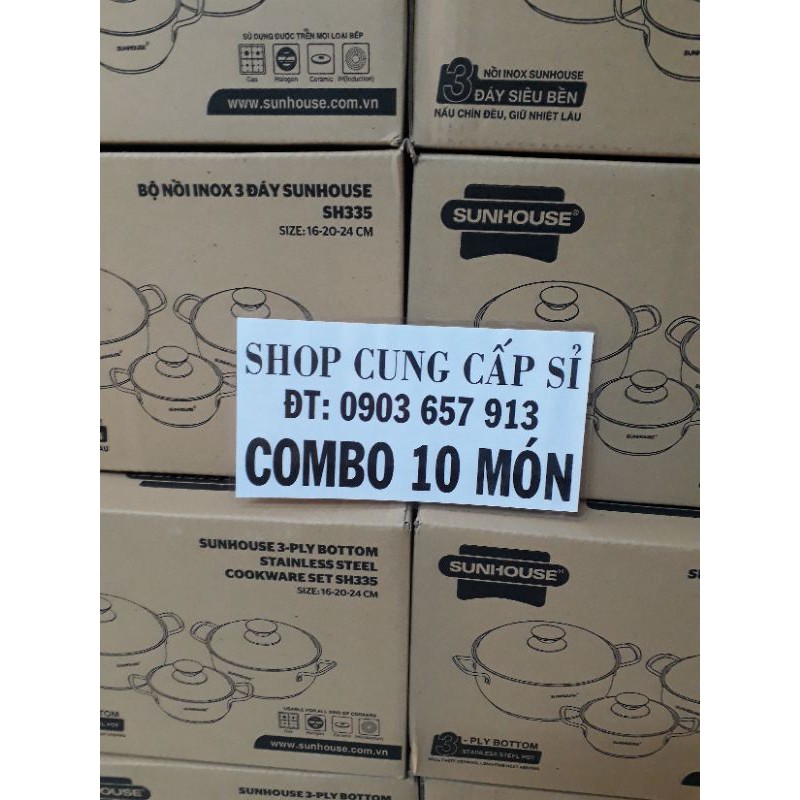 CUNG CẤP SỈ COMBO 10BOOJ NỒI 3 ĐÁY SUNHOUSE