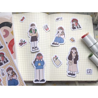 SET STICKER CÔ GÁI VINTANGE TRANG TRÍ SỔ BULLET JOURNAL, DÁN ĐIỆN THOẠI, MÁY TÍNH