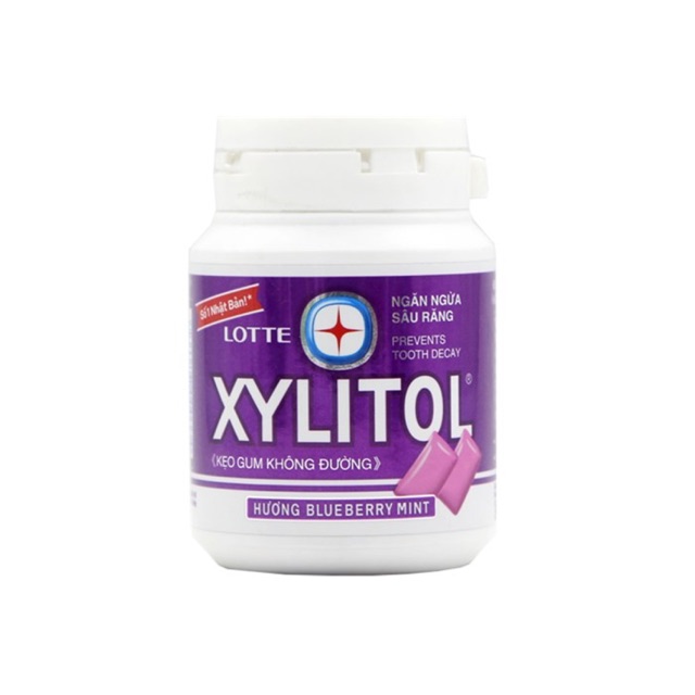 6 Hũ Kẹo gum không đường Xylitol hương Blueberry Mint hũ 58g ( ComBo 6 hũ )