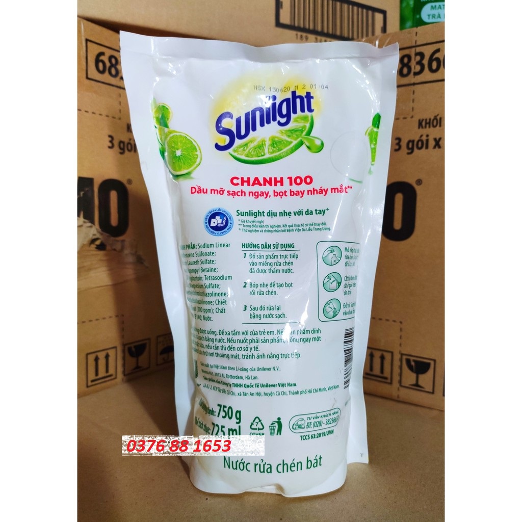 [Hoả Tốc] SUNLIGHT Nước Rửa Chén Chanh Túi 750g 750 g