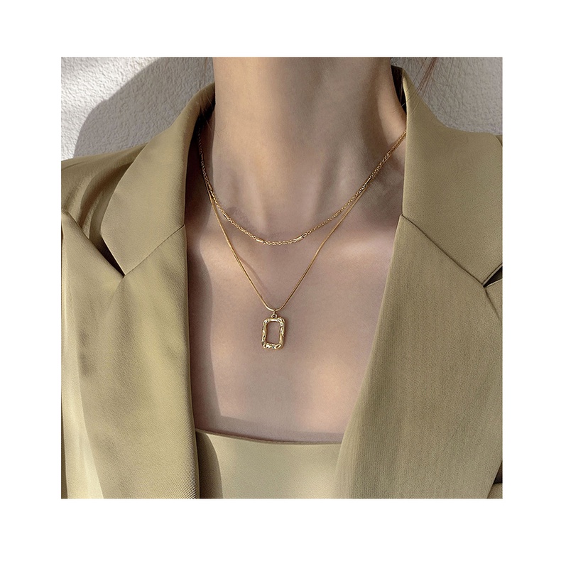 Vòng cổ Thép Titan Mặt Vuông Đơn Giản Thời Trang Mùa Hè 2023