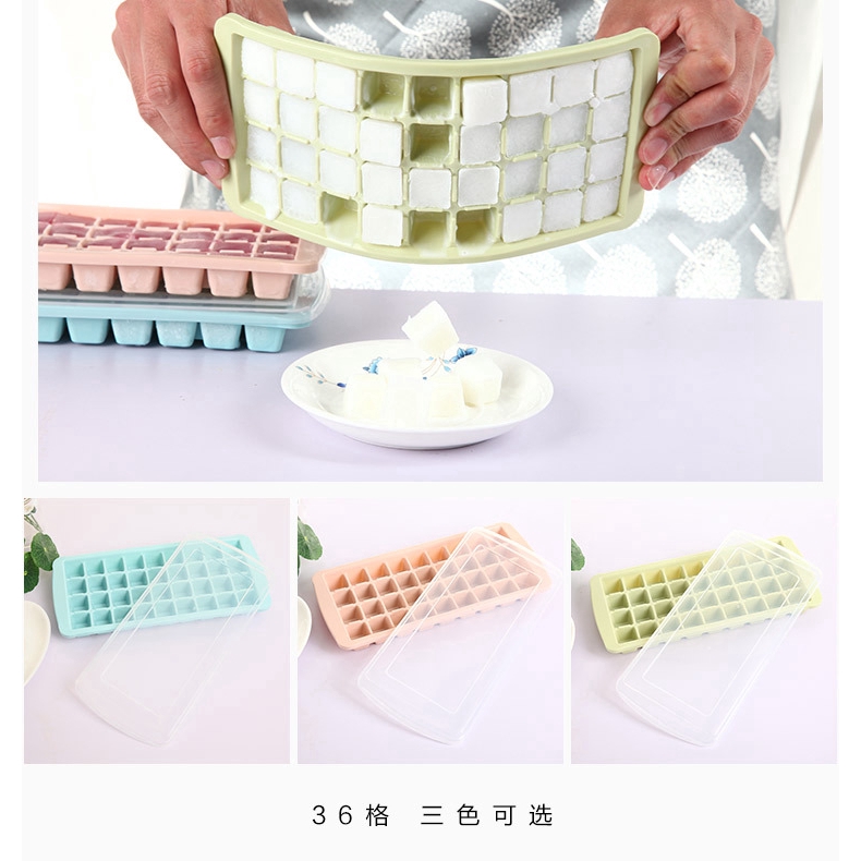 Khay làm đá viên 36 ô dẻo đàn hồi có nắp đậy tiện lợi