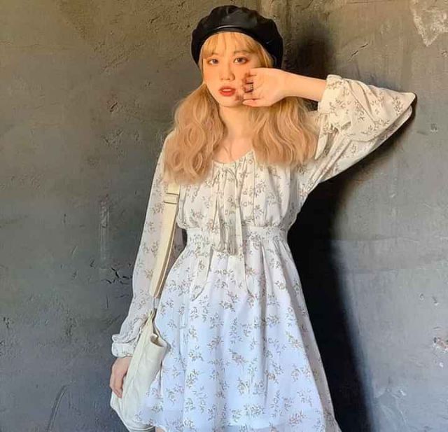 Đầm hoa cột nơ ngực