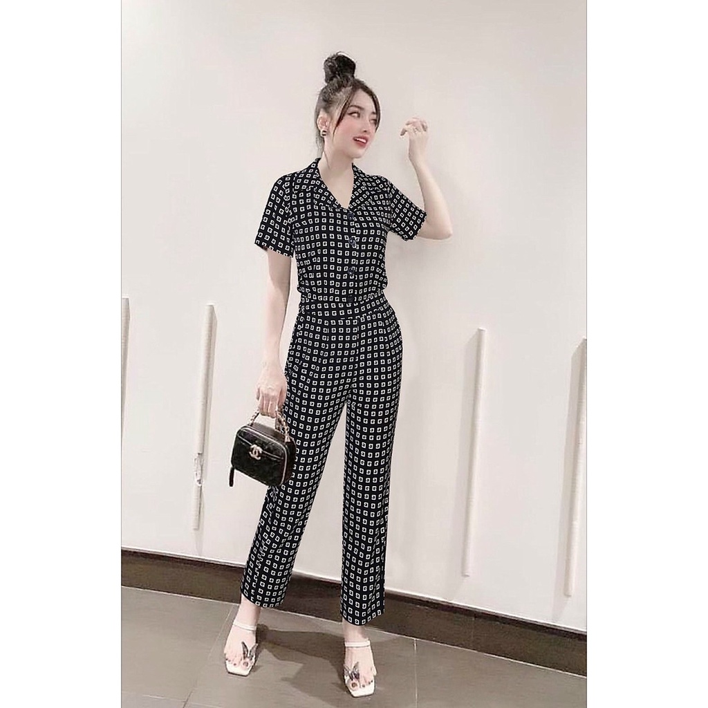Set nguyên bộ áo tay ngắn quần dài họa tiết xinh xắn