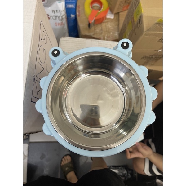 Bát ăn thú cưng hình ếch chất liệu inox - Bát ăn cho mèo - ZIPPOPET