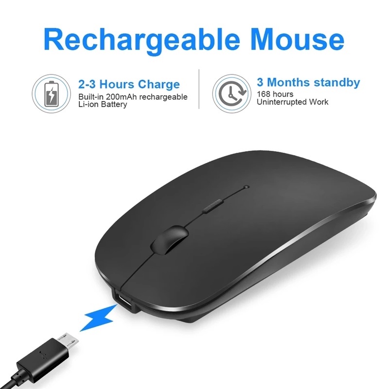 Chuột không dây kết nối bluetooth không ồn sạc lại được tiện lợi dành cho máy tính xách tay máy tính bàn