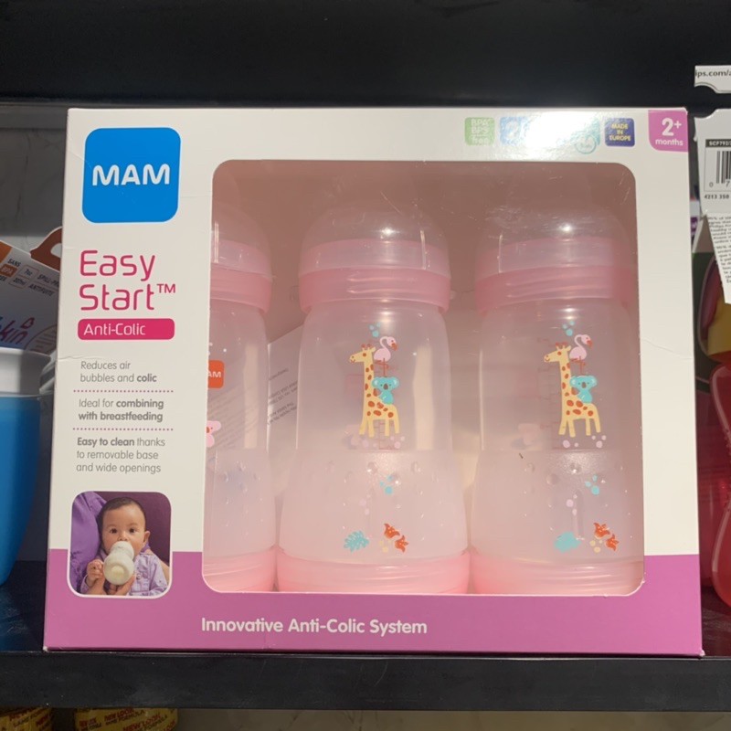 Bình sữa chống đầy hơi MAM 160ml/260ml đủ màu