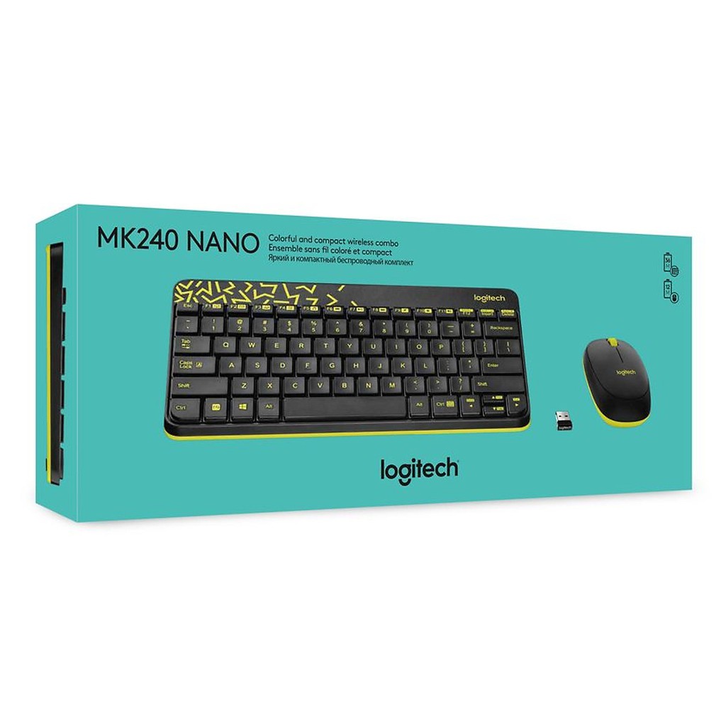 Bộ combo chuột bàn phím không dây MINI Logitech MK240 Nano (Hãng phân phối chính thức)