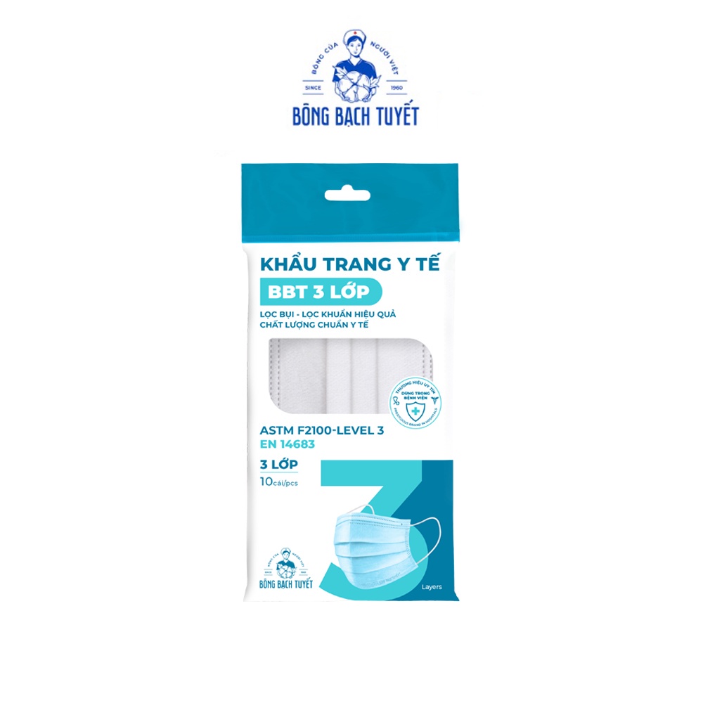 Combo 5 món Bông Bạch Tuyết: KT BBT 3 Lớp Trắng + KT KF94 Đen + Tăm bông người lớn + Bông y tế 5Gr + Calla 30M