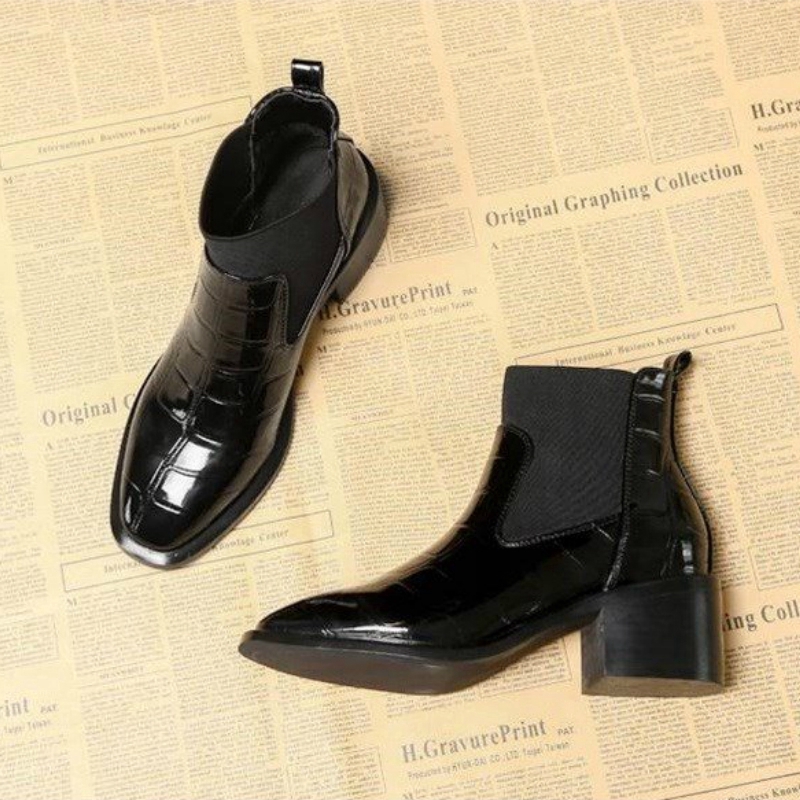 IELGY Giày Bốt martin Da Bóng Đế Dày Mềm Mại Thời Trang Cá Tính Cho Nữ