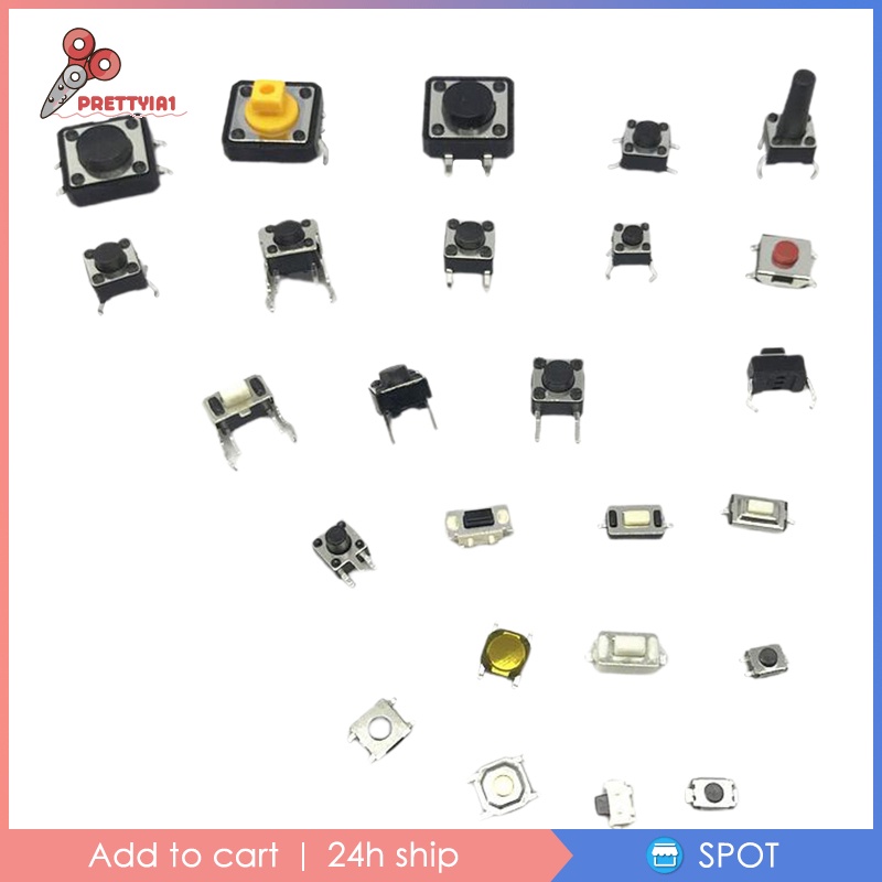 [Prettyia1] 25 Giá Trị Nút Nhấn Bằng Nút Micro Mini DIY