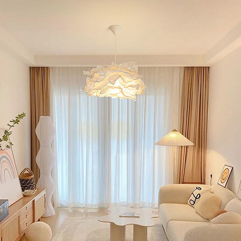 Đèn chùm giấy dùng diy hình đám mây đèn trang trí phòng ngủ cho bé đèn phòng ngủ bắc âu hiện đại đèn phòng khách