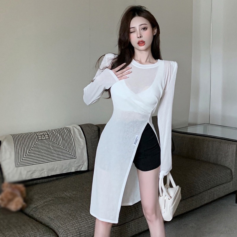 Áo Sơ Mi Tay Dài Màu Sắc Đơn Giản Phong Cách Hàn Quốc Thời Trang Cho Nữ