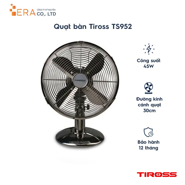 Quạt bàn Tiross TS952 4 cánh 3 tốc độ gió