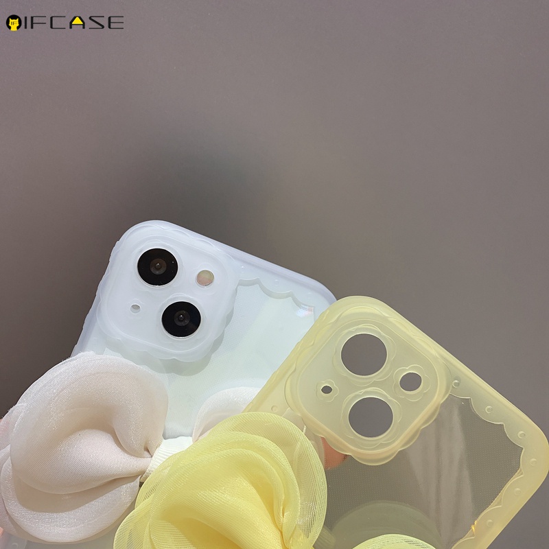 Ốp Điện Thoại TPU Mềm Màu Kẹo Trong Suốt Gắn Nơ Có Dây Đeo Cho iPhone 13 12 12 11 Pro Max XS Max XR X