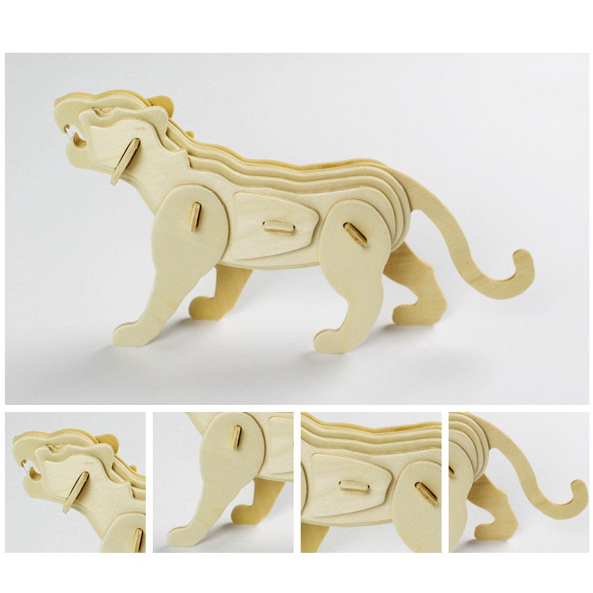 Xếp hình gỗ 3D mô hình động vật, đồ chơi lắp ráp mô hình 3D bằng gỗ hình các loài vật chuột, ngựa..