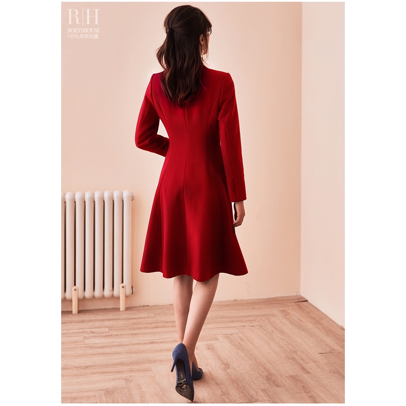 Đầm vest trơn tối giản đấp chéo dáng xòe rộng