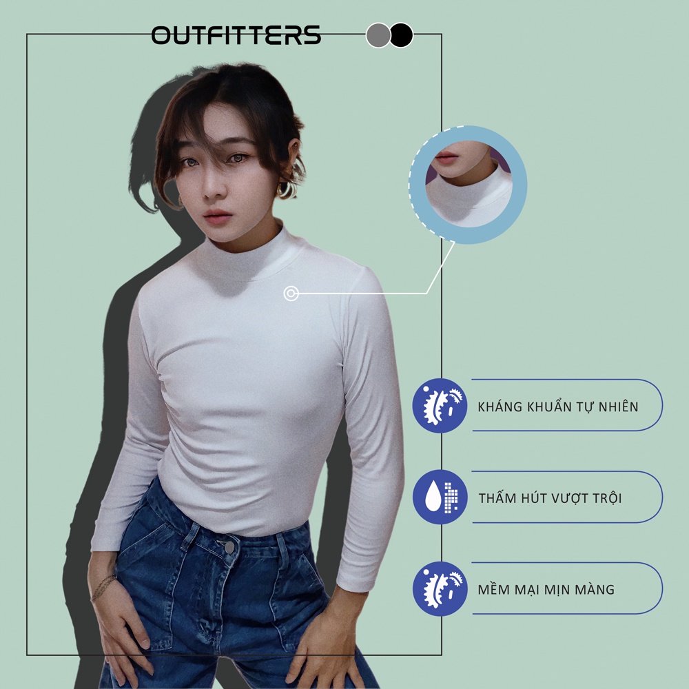 Áo Tay Dài Gân Nữ Outfitters TDS001 Trơn Form Ôm Dáng Thiết Tế Siêu Xinh Chất Vải Compact Cotton