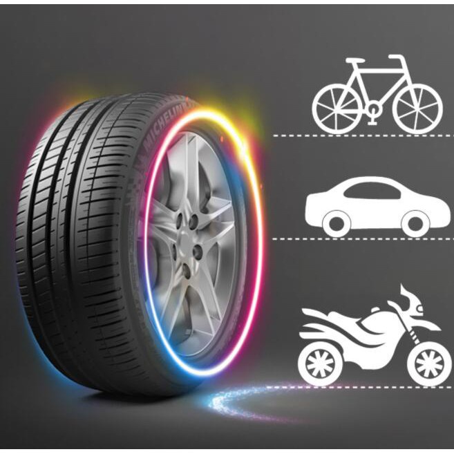 Đèn LED neon gắn van bánh xe đạp xe máy trang trí năm màu