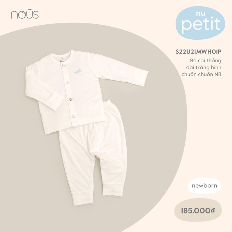 Bộ dài tay cúc giữa Nous dành cho bé từ 0-9m