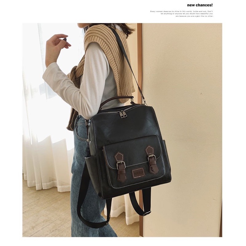 BALO DA❤️FREESHIP❤️BALO VINTAGE BALO ĐI HỌC THỜI TRANG CÁ TÍNH BALO VUÔNG ĐEO CHÉO