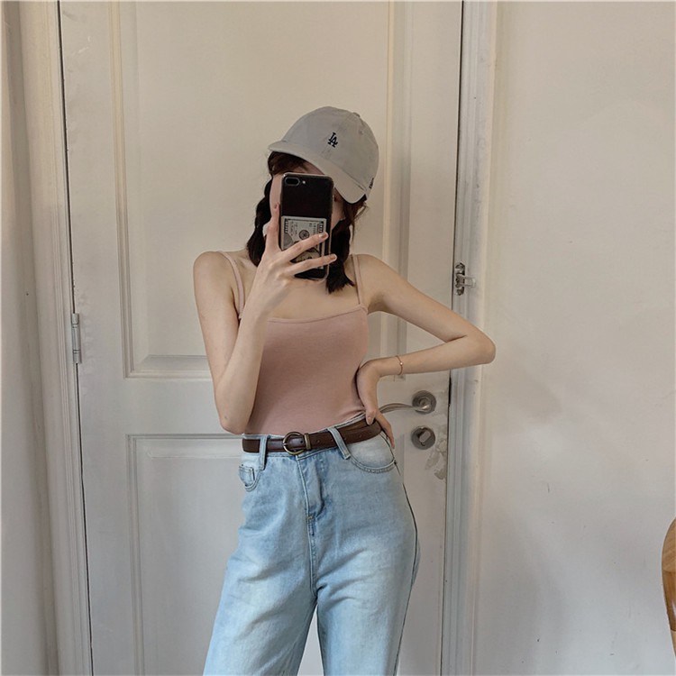 Áo hai dây sợi bún 1cm croptop CRA018 màu TÍM/ĐEN/TRẮNG