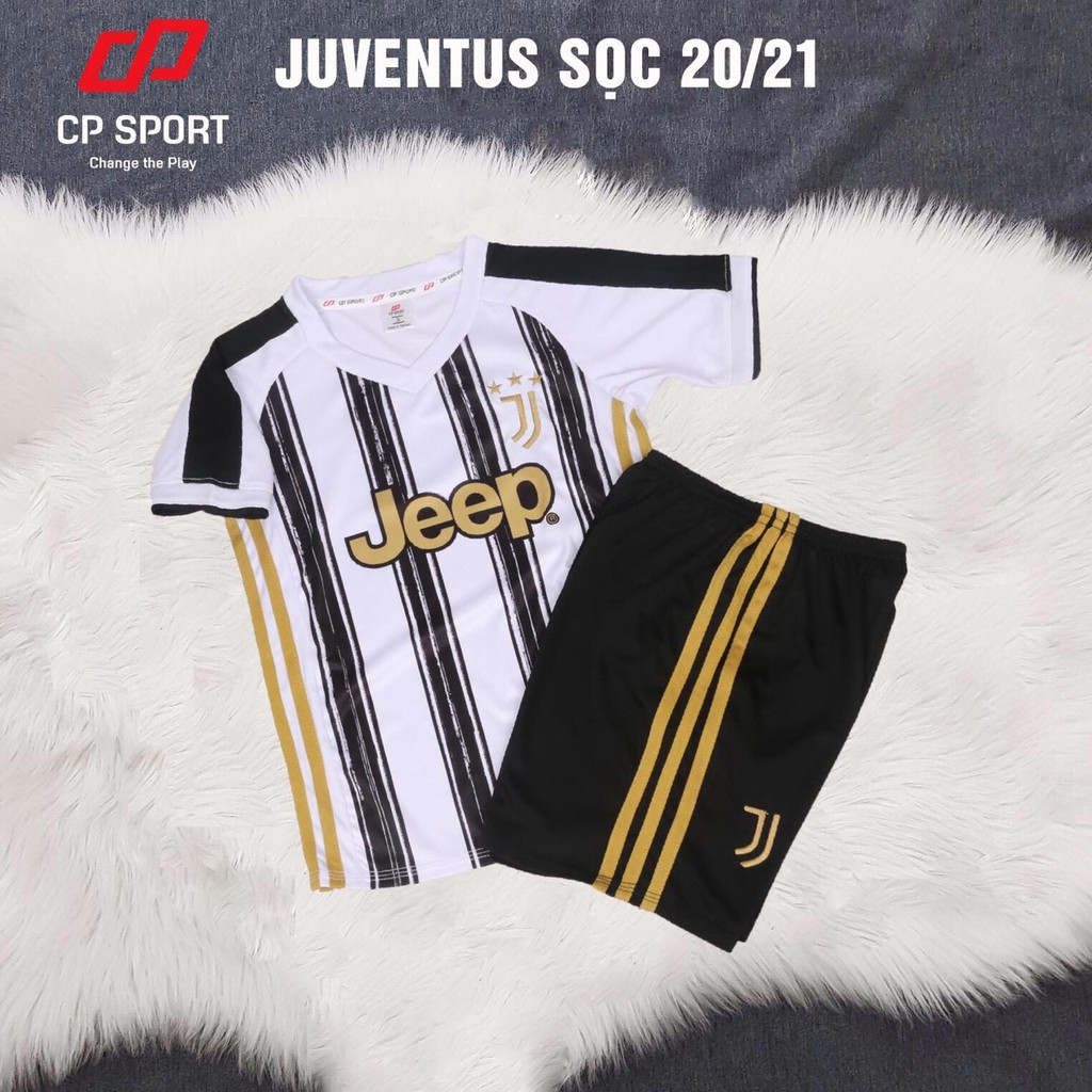 Bộ quần áo đá bóng thể thao trẻ em đội tuyển Juvetus đen trắng mùa giải 2020-2021