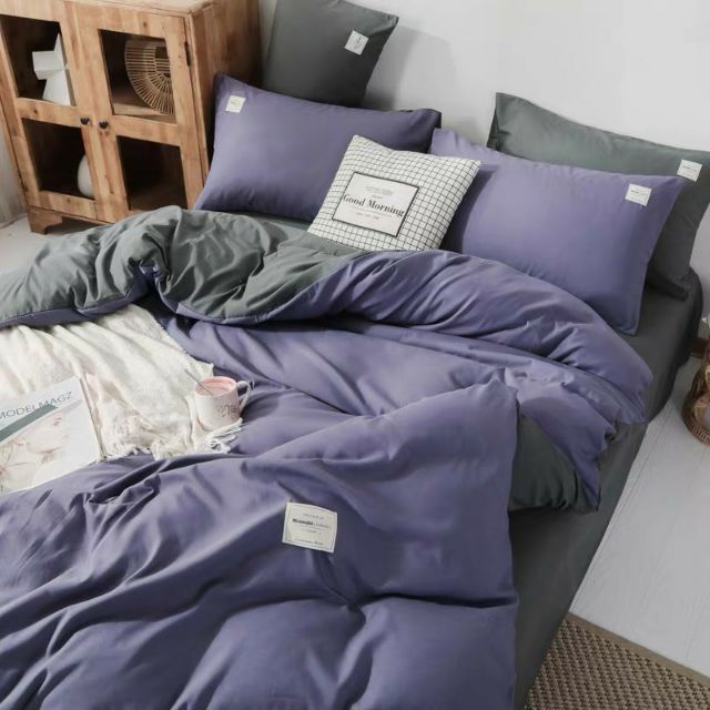 Chăn Ga Gối Cotton Tici Đơn Sắc 4 món