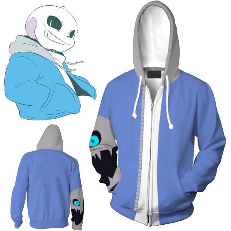 hoodie áo  Áo Khoác Hoodie Khóa Kéo Hóa Trang Nhân Vật Game Undertale Sans 3